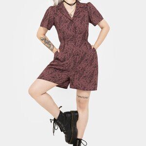 Disturbia Roxana Moth Foxglove Button Down Playsuit with Matching SCRUNCHIE